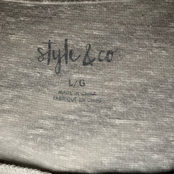 Style & Co. Gray, Blue & White T-Shirt/Design On Front - Picture 4 of 5